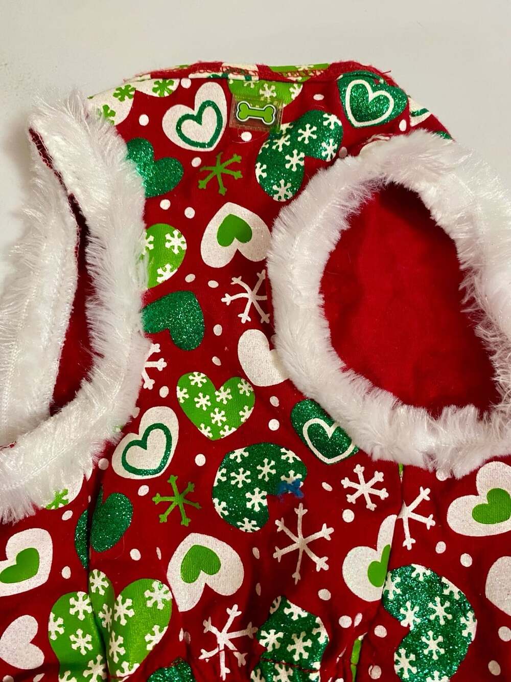 Wag-a-tude A SimplyShe Brand Red Christmas Snowflake and Heart Dog Dress